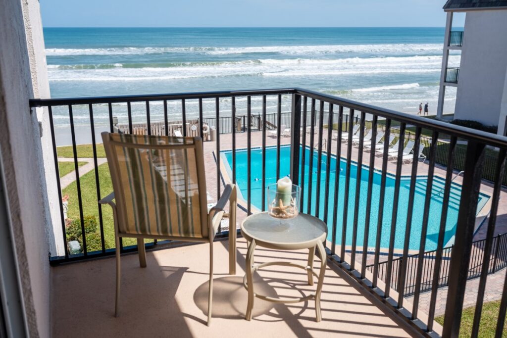Patio beach view at Shore Villas Condominiums